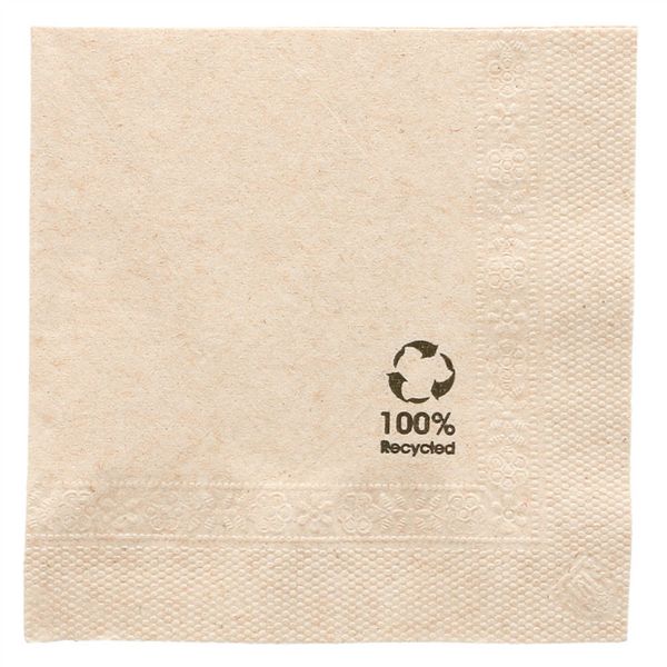 GUARDANAPOS ECOLABEL 2 FOLHAS 18 G/M2 20x20 CM NATURAL TISSUE RECICLADO